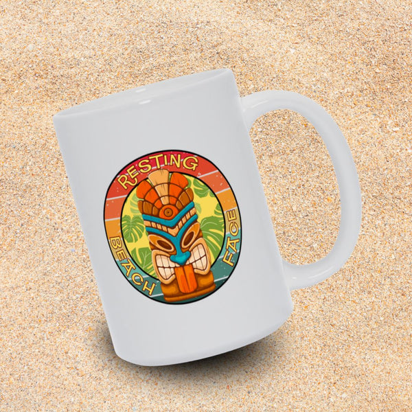 Resting Beach Face Second Edition Mug – Funny Coffee or Tea Cup with Tropical Tiki Beach Vibes
