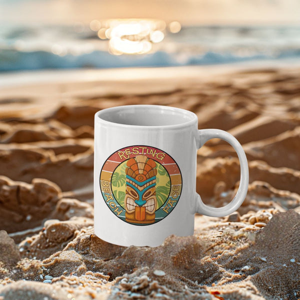 Resting Beach Face Second Edition Mug – Funny Coffee or Tea Cup with Tropical Tiki Beach Vibes