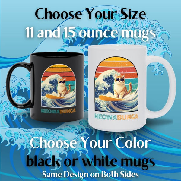 Meowabunga Surfing Cat Mug