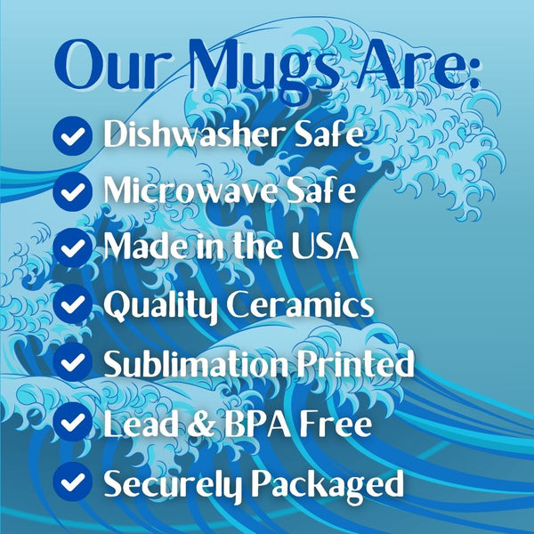 Meowabunga Surfing Cat Mug