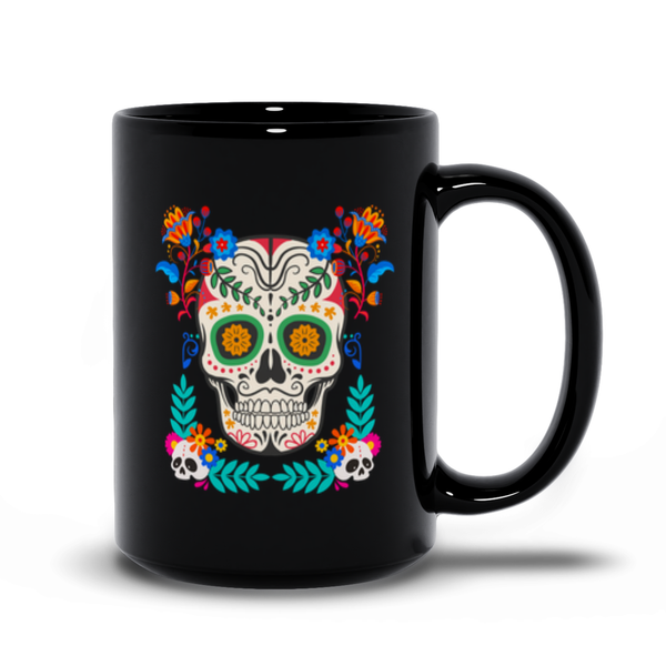Flowery Día de los Muertos Calavera Coffee Cup