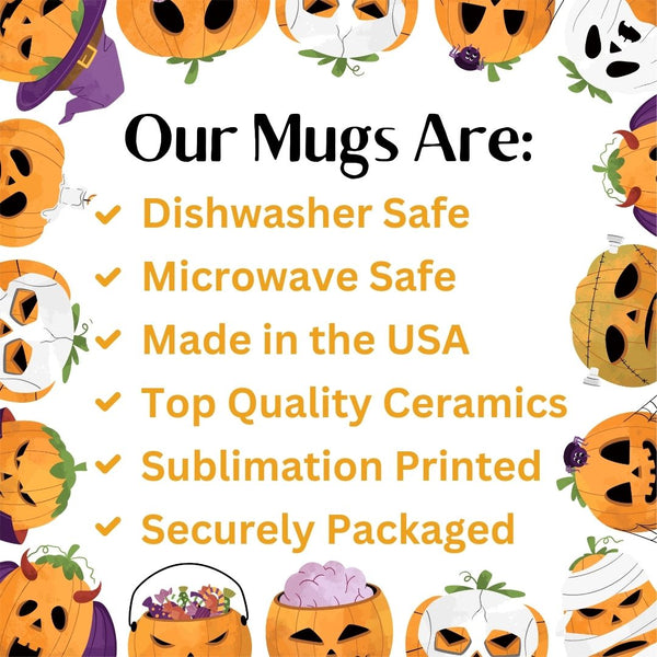 Spectral Delivery Halloween Mug – Cute Stamp-Themed Ghost & Cat Coffee Cup