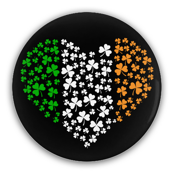 Irish Heart Full of Shamrocks Round Pin-Back Button