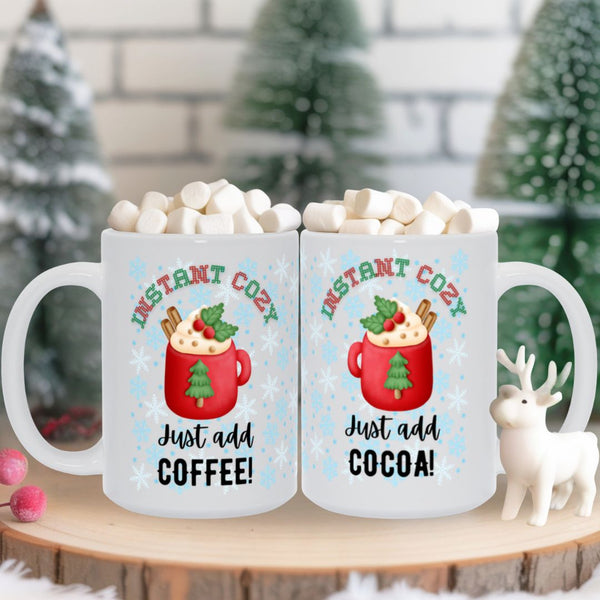 Instant Cozy Holiday Mug for Team Cocoa or Team Coffee – Retro Christmas Style