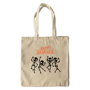 Dancing Skellies Happy Halloween Canvas Tote