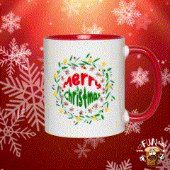 Festive Merry Christmas Wreath Accent Cup