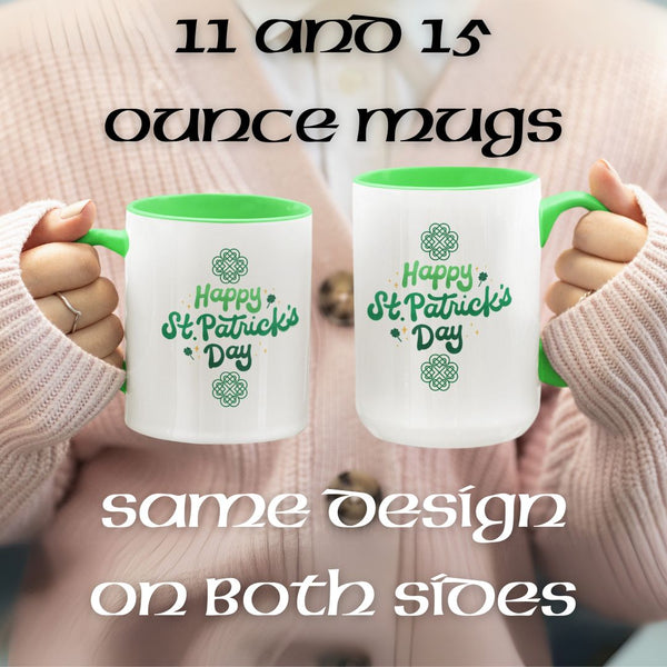 Happy St. Patrick’s Day Coffee Mug – Festive Irish Knot Design Cup with Green Accent
