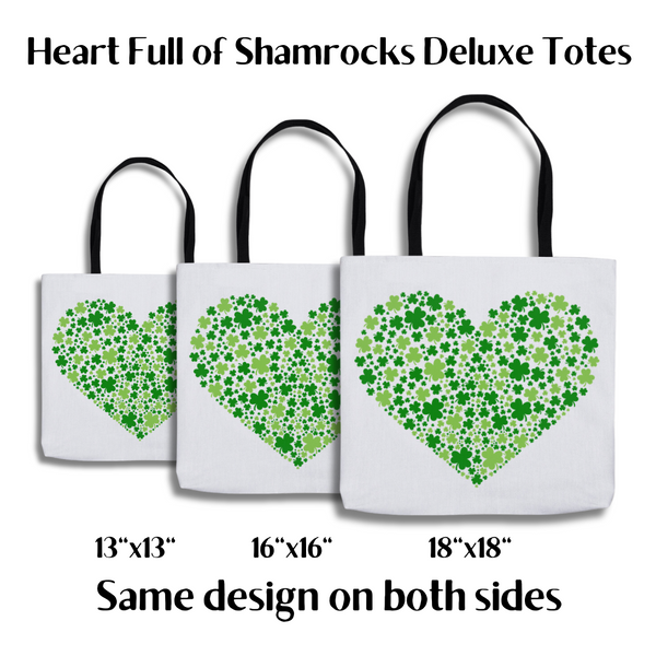 Irish Heart Full of Shamrocks Deluxe Tote