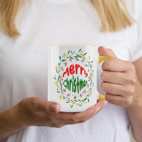 Festive Merry Christmas Wreath Accent Cup