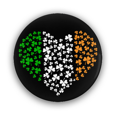 Irish Heart Full of Shamrocks Round Pin-Back Button