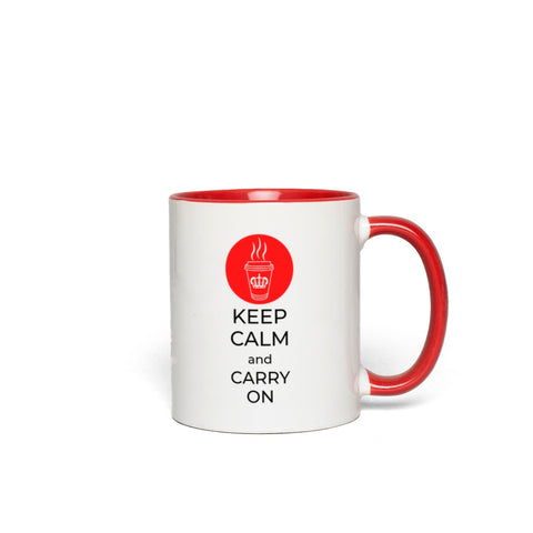 Keep Calm and Carry On (Coffee) Red Accent Cup