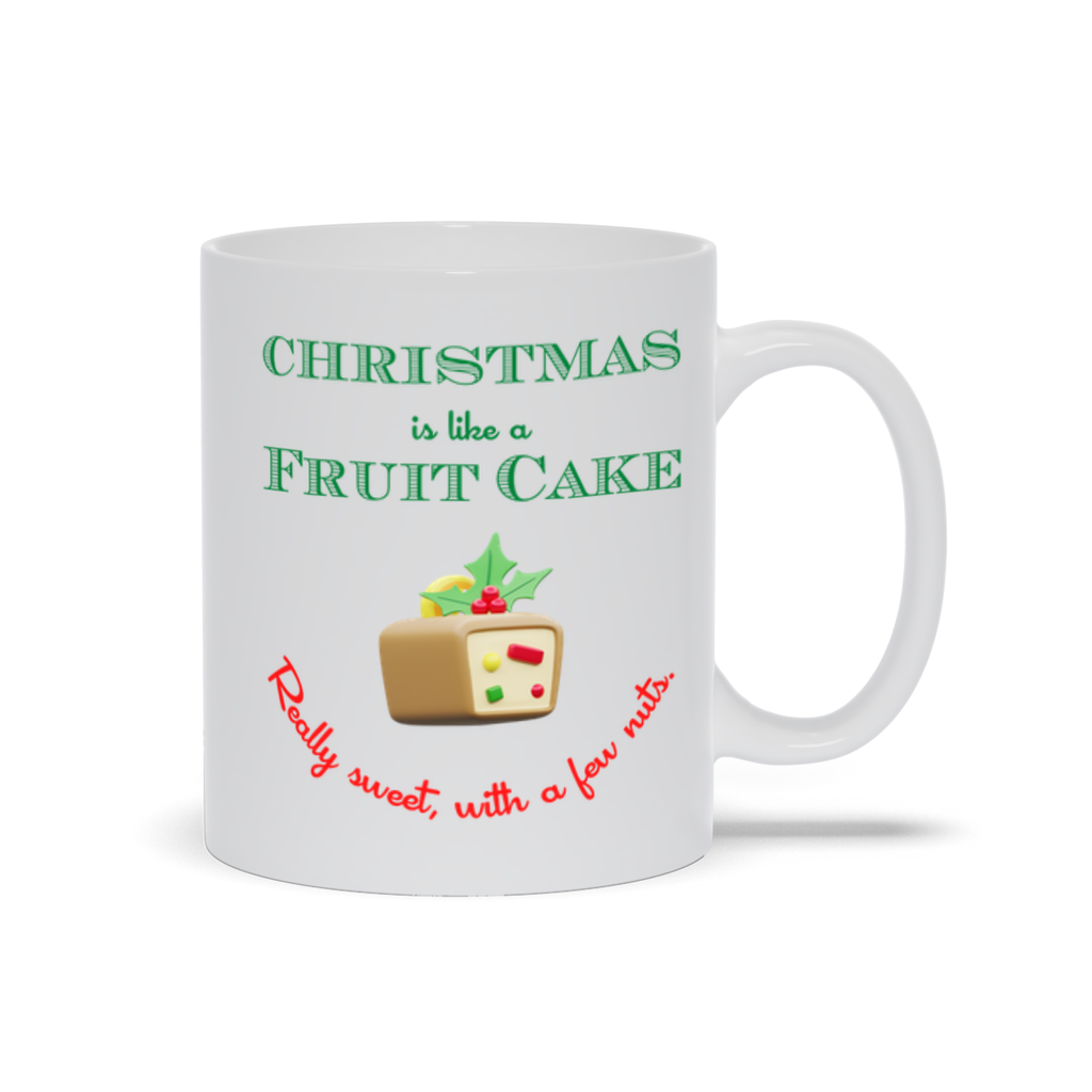 Christmas Fruitcake Mug - White Coffee Cup / Tea Cup