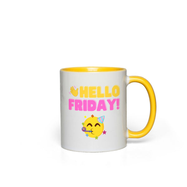 Hello Friday Yellow Accent Mug